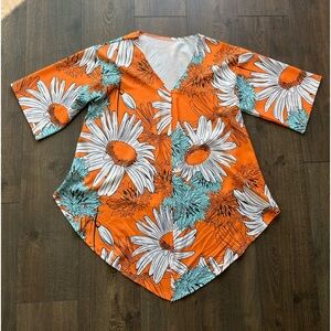 NWOT Orange floral blouse